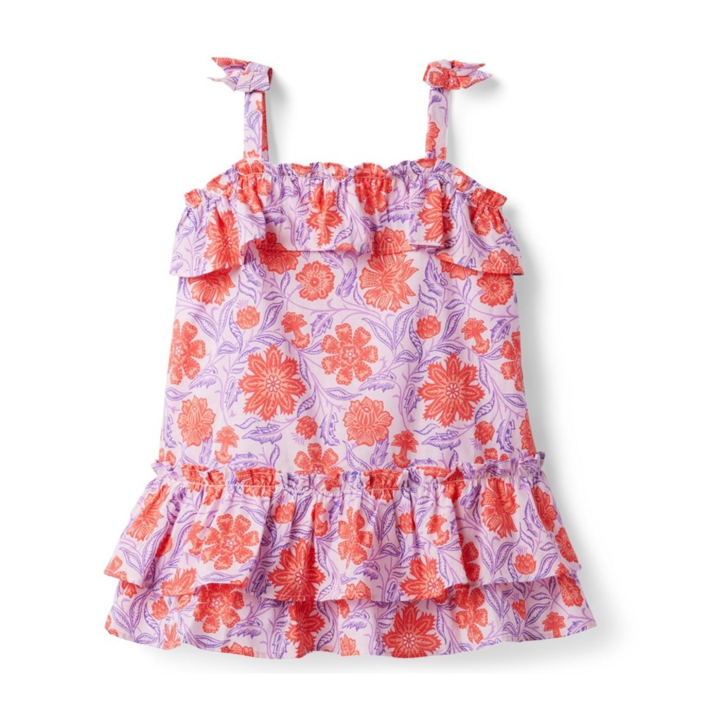Janie and Jack Floral Ruffle Sundress Light Lilac Size 8 NWT